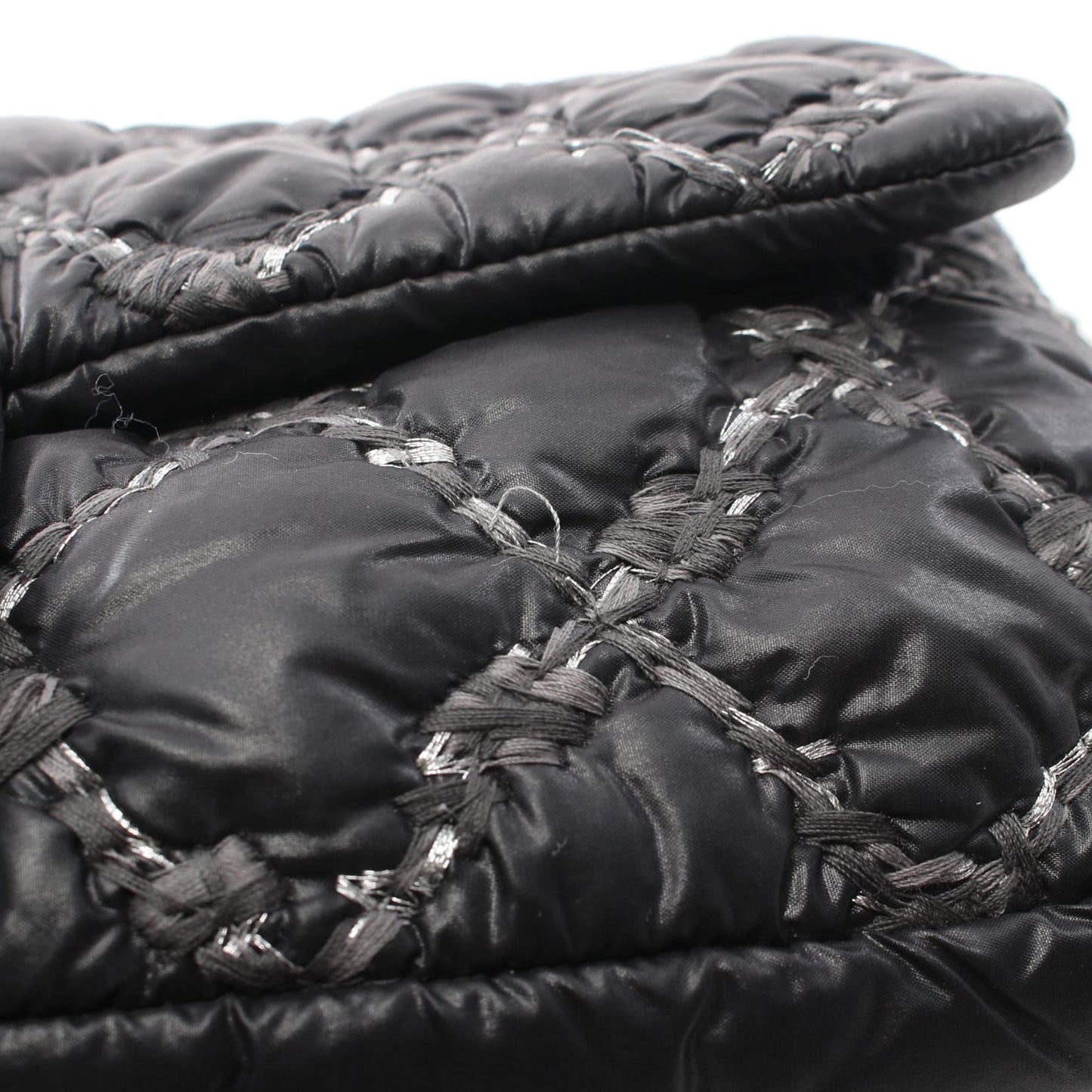 Black Chanel Paris-Byzance Nylon Tweed On Stitch Bubble Accordion Flap Shoulder Bag