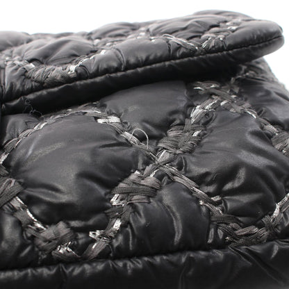 Black Chanel Paris-Byzance Nylon Tweed On Stitch Bubble Accordion Flap Shoulder Bag