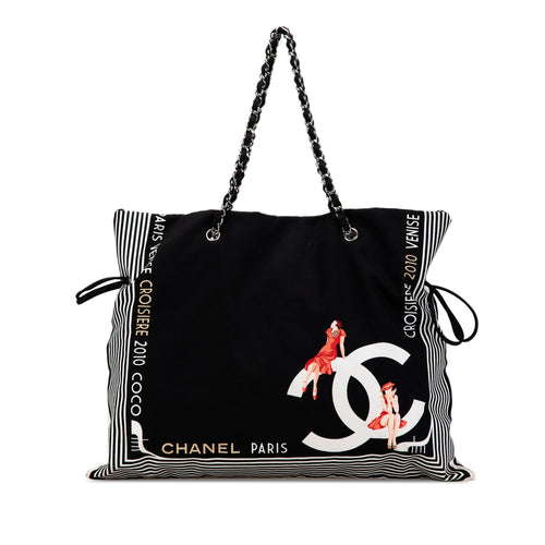 Black Chanel Paris-Venice Canvas Bon Bon Tote