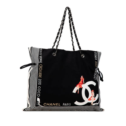 Black Chanel Paris-Venice Canvas Bon Bon Tote
