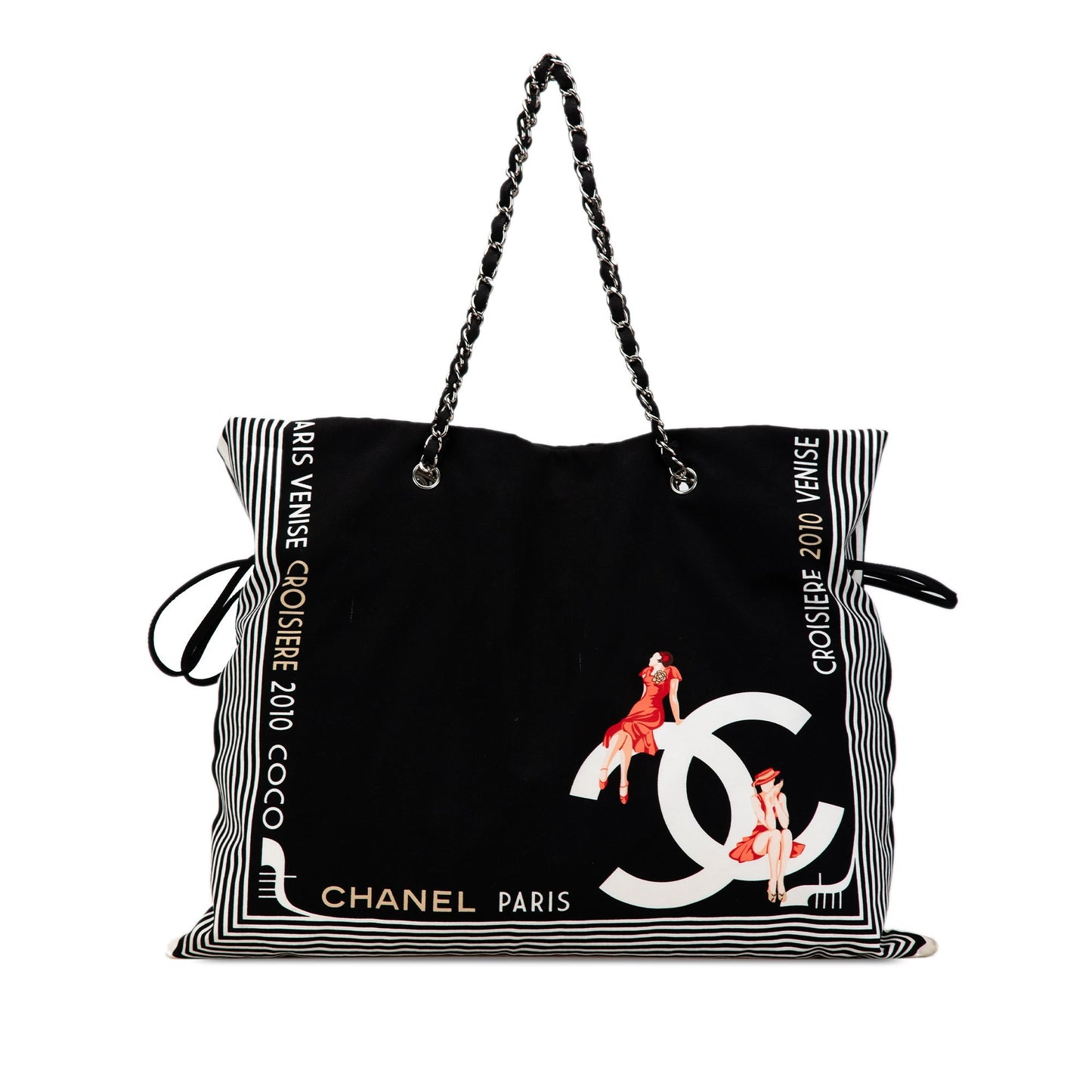 Black Chanel Paris-Venice Canvas Bon Bon Tote