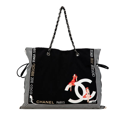 Black Chanel Paris-Venice Canvas Bon Bon Tote