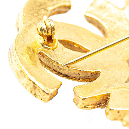 Gold Chanel Gold Plated Triple CC Brooch