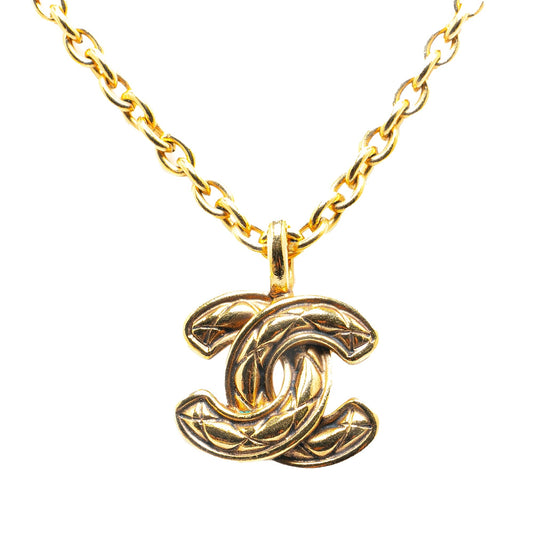 Gold Chanel Gold Plated CC Pendant Necklace