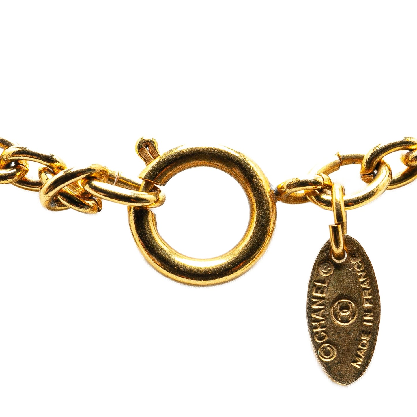 Gold Chanel Gold Plated CC Pendant Necklace