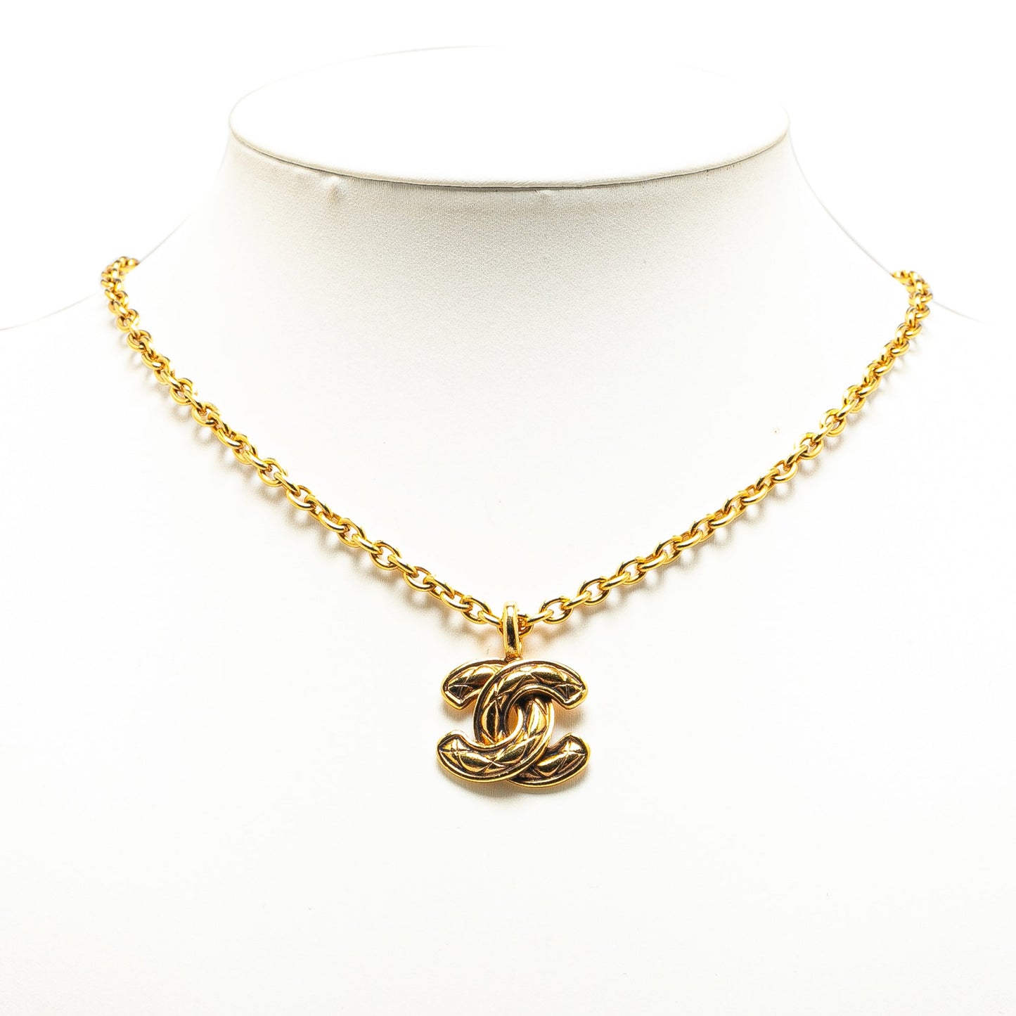 Gold Chanel Gold Plated CC Pendant Necklace