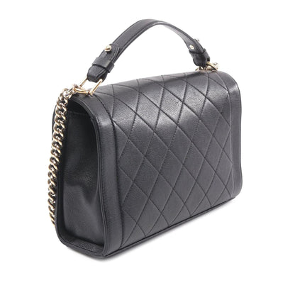Black Chanel Medium Quilted Calfskin Label Click Flap Satchel