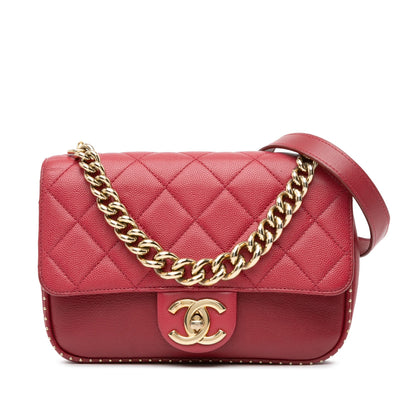 Chanel Sac Small Quilted Caviar Studded Chain Handle Flap