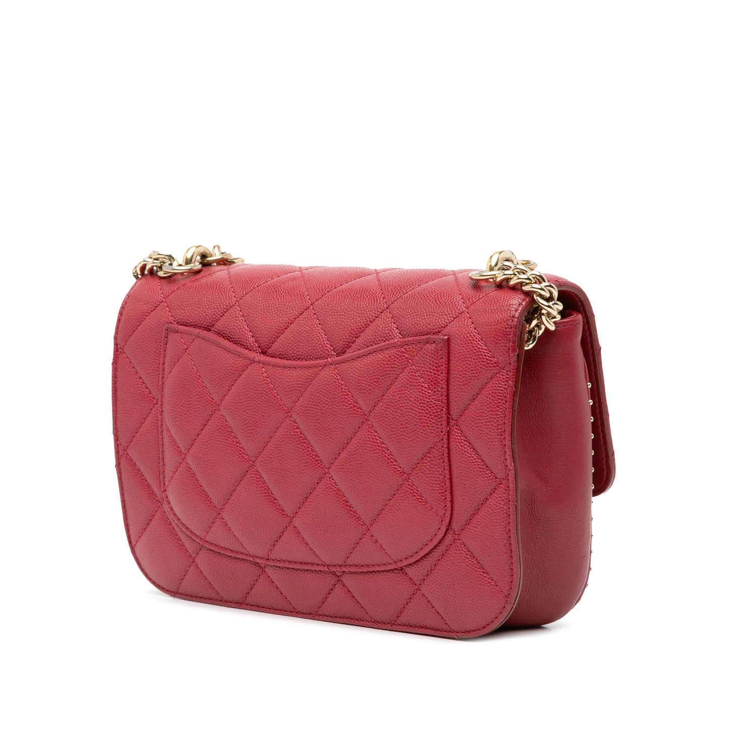 Chanel Sac Small Quilted Caviar Studded Chain Handle Flap