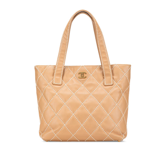 Brown Chanel CC Wild Stitch Calfskin Handbag