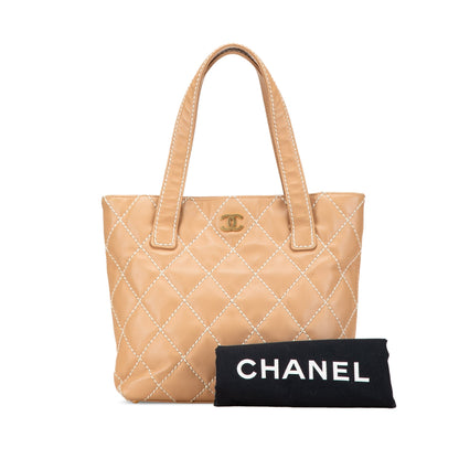 Brown Chanel CC Wild Stitch Calfskin Handbag
