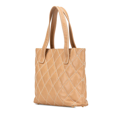 Brown Chanel CC Wild Stitch Calfskin Handbag
