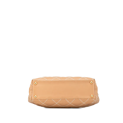Brown Chanel CC Wild Stitch Calfskin Handbag
