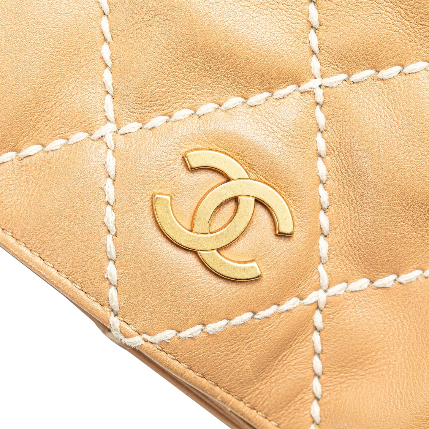 Brown Chanel CC Wild Stitch Calfskin Handbag