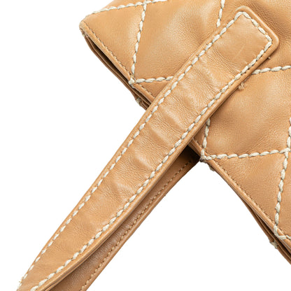 Brown Chanel CC Wild Stitch Calfskin Handbag