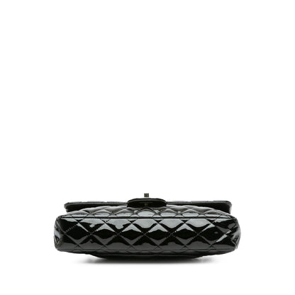 Black Chanel Classic Patent East West Single Flap Shoulder Bag