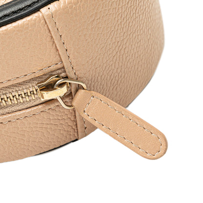 Beige Chanel Caviar CC Filigree Round Crossbody