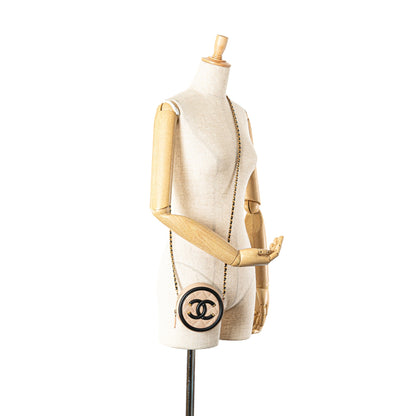 Beige Chanel Caviar CC Filigree Round Crossbody