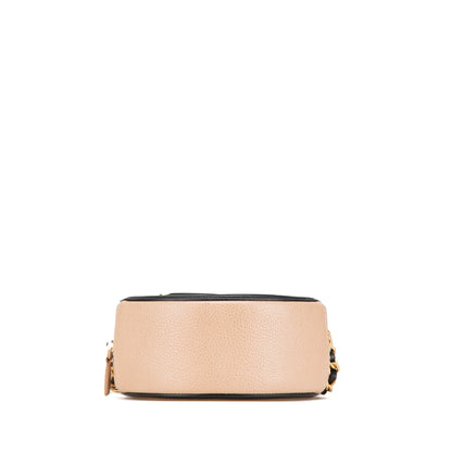 Beige Chanel Caviar CC Filigree Round Crossbody