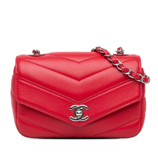 Chanel Sac Mini Caviar Chevron Data Center Envelope Flap Bag