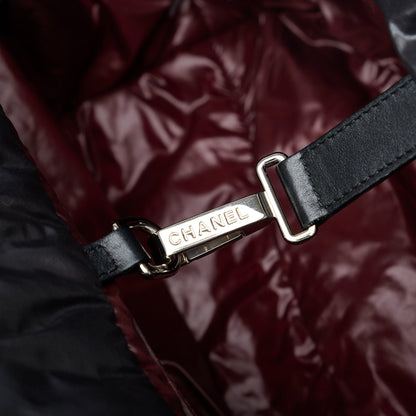 Chanel Coco Black Quilted Nylon Silver
