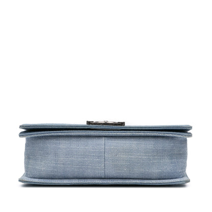 Blue Chanel Medium Denim Chevron Boy Flap Crossbody Bag