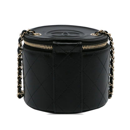 Black Chanel CC Round Vanity Bag