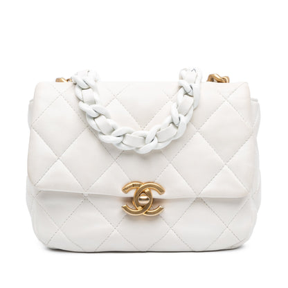 Chanel Sac Mini Quilted Lambskin Lacquered Chain Flap