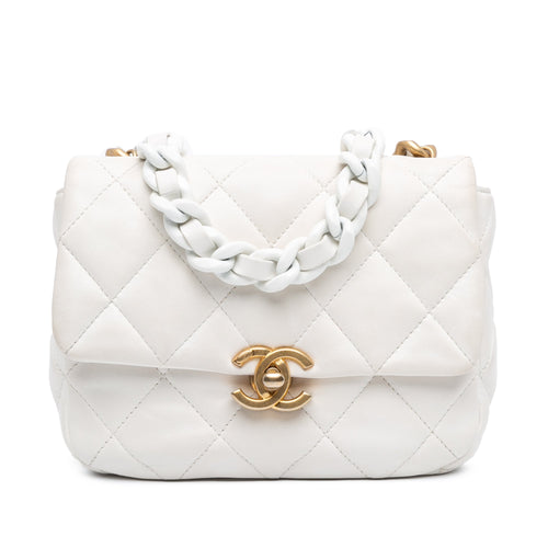 Chanel Sac Mini Quilted Lambskin Lacquered Chain Flap