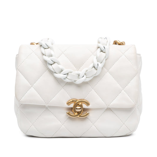 Chanel Sac Mini Quilted Lambskin Lacquered Chain Flap