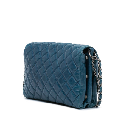Blue Chanel Glazed Calfskin Soft Boy Flap Shoulder Bag