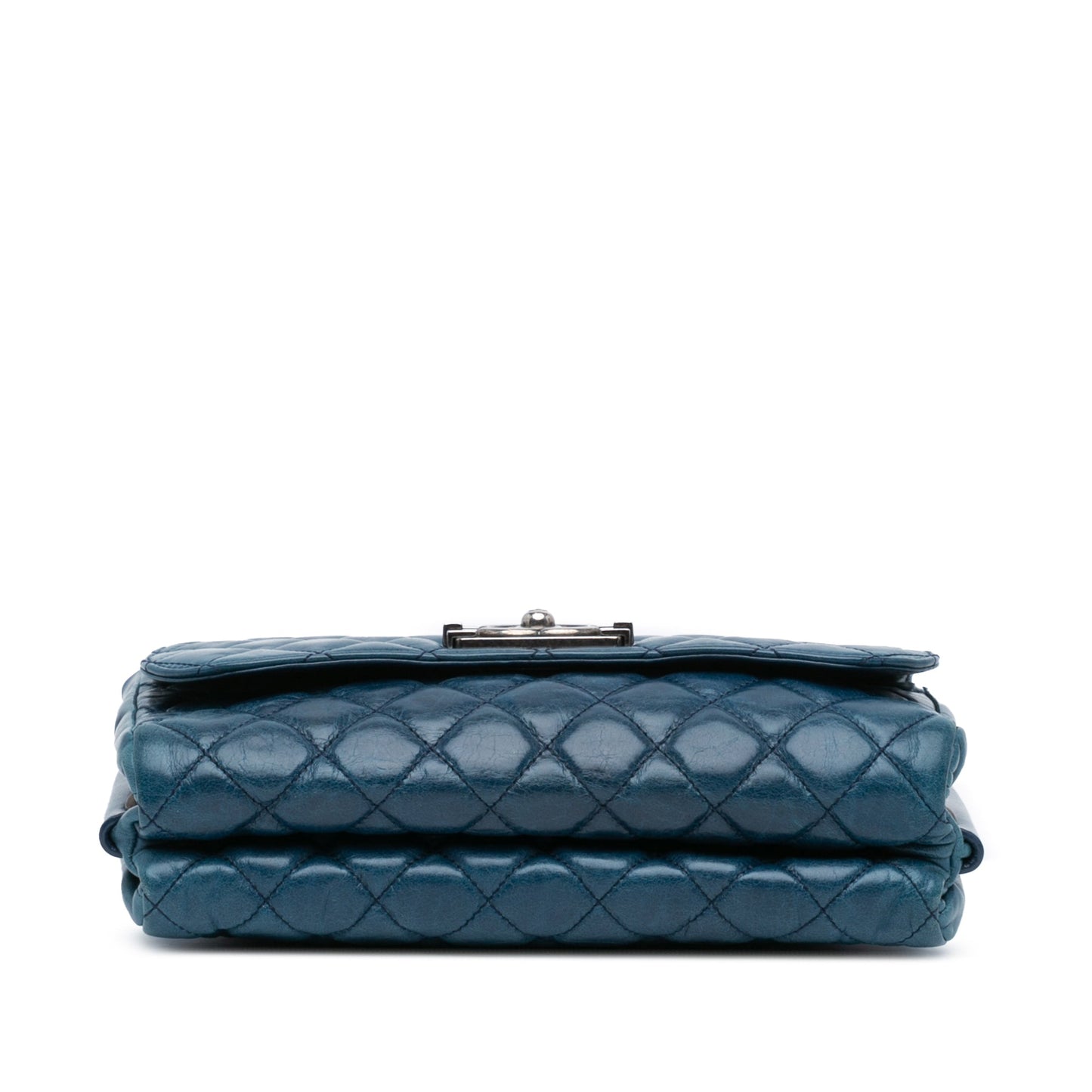 Blue Chanel Glazed Calfskin Soft Boy Flap Shoulder Bag