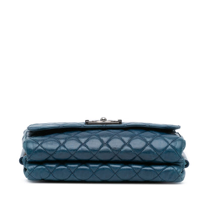 Blue Chanel Glazed Calfskin Soft Boy Flap Shoulder Bag