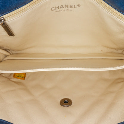 Blue Chanel Glazed Calfskin Soft Boy Flap Shoulder Bag