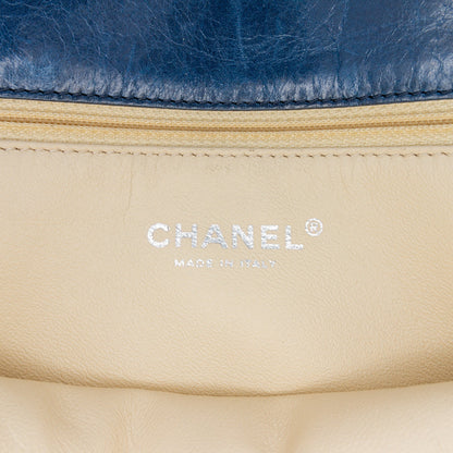 Blue Chanel Glazed Calfskin Soft Boy Flap Shoulder Bag