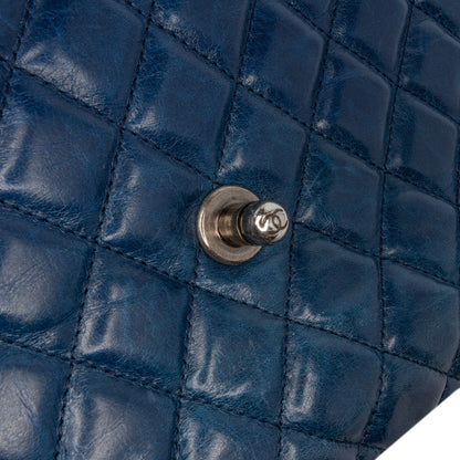 Blue Chanel Glazed Calfskin Soft Boy Flap Shoulder Bag