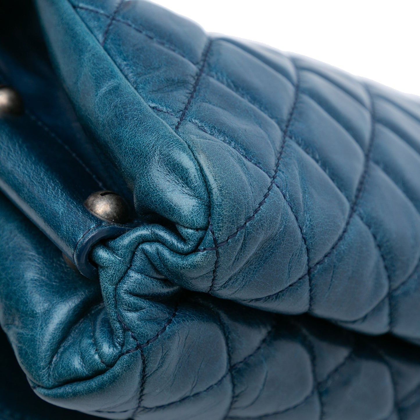 Blue Chanel Glazed Calfskin Soft Boy Flap Shoulder Bag