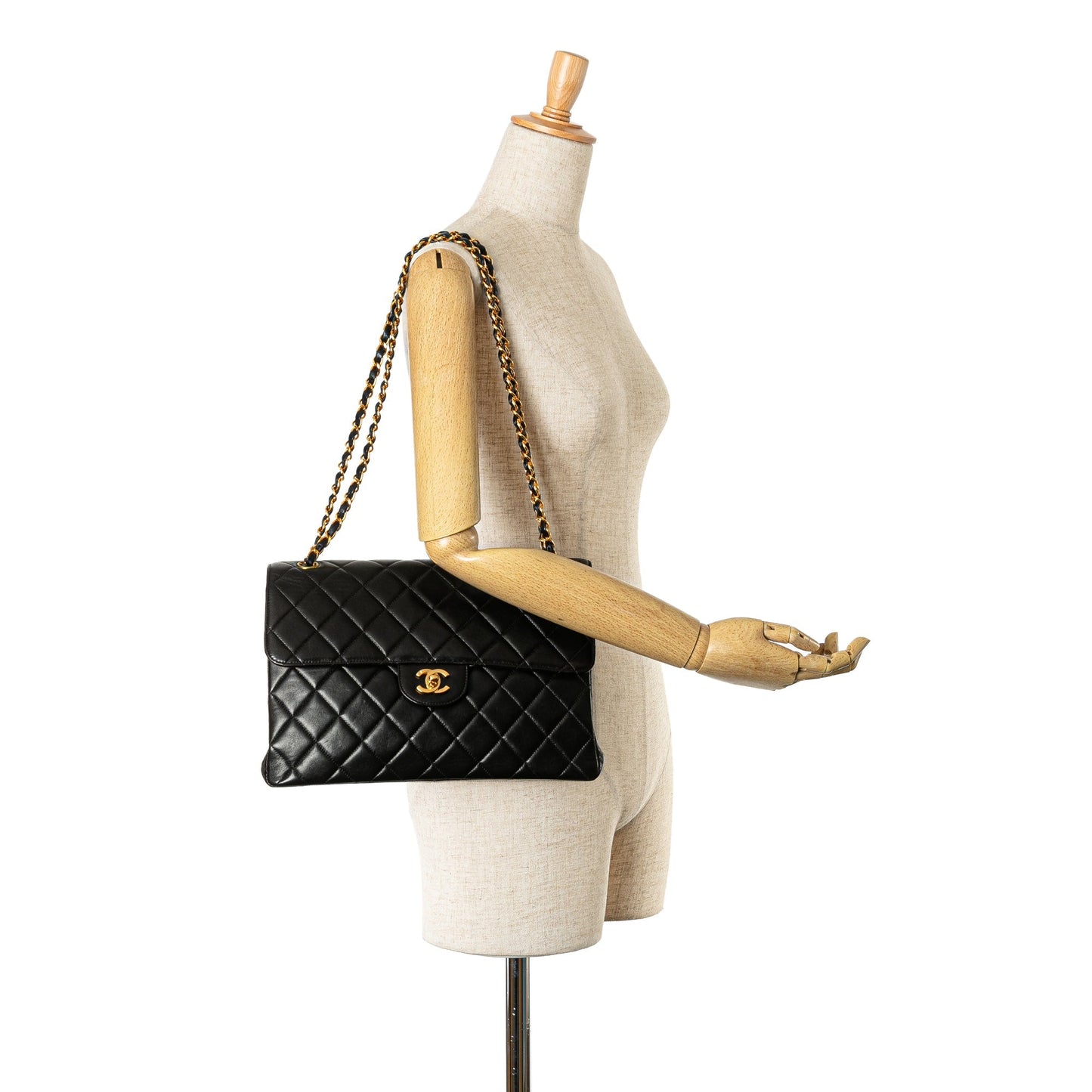 Black Chanel Jumbo Lambskin Double Sided Flap Shoulder Bag