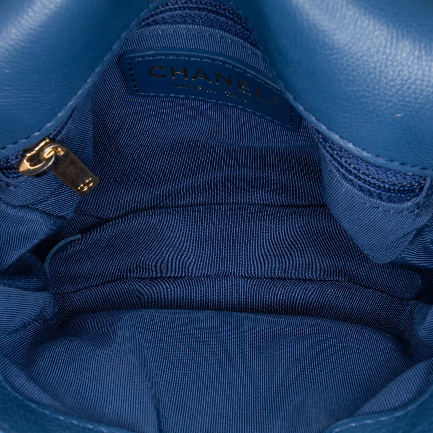 Blue Chanel Quilted Grained Calfskin Casual Trip Messenger Crossbody Bag