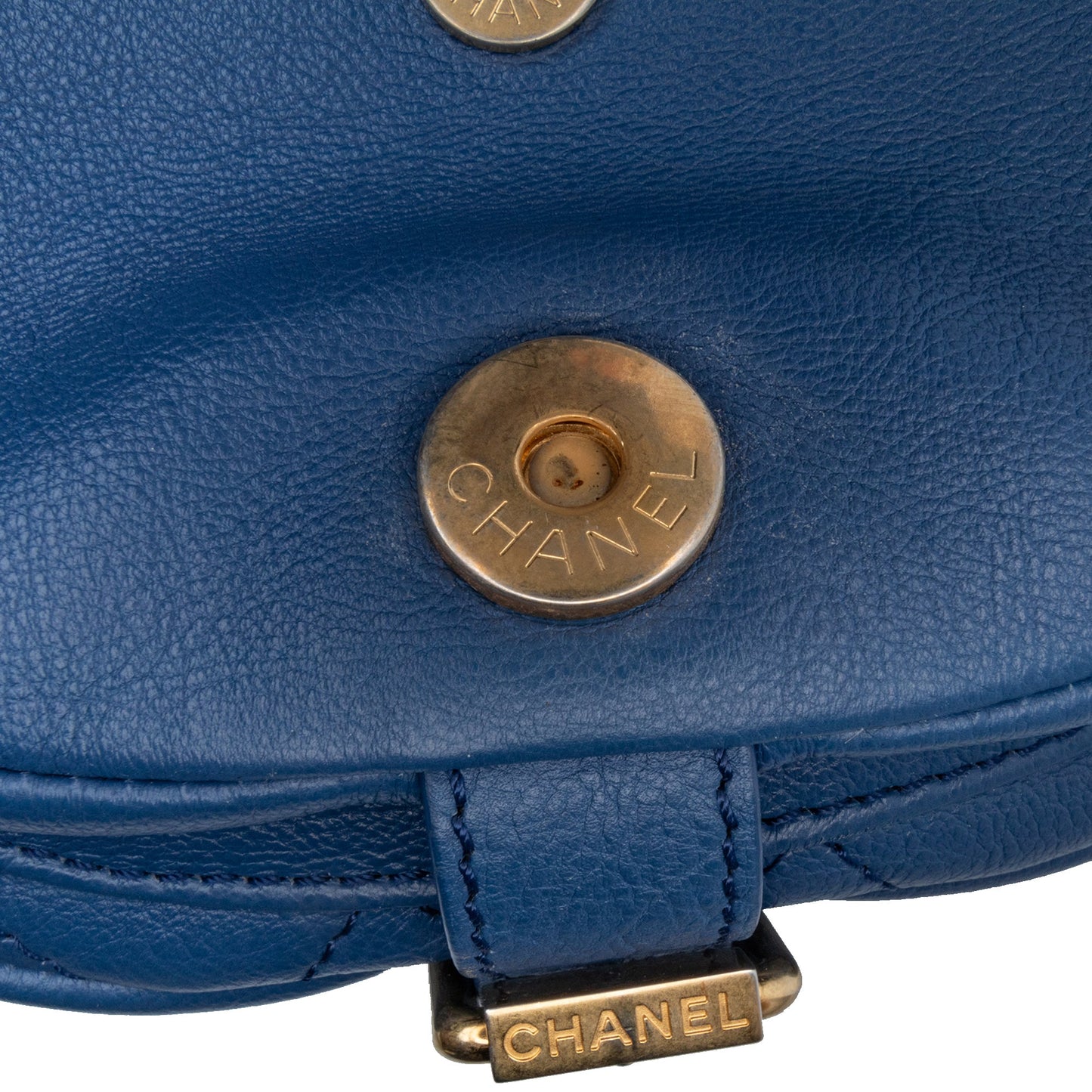 Blue Chanel Quilted Grained Calfskin Casual Trip Messenger Crossbody Bag
