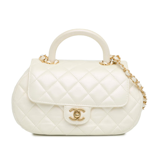 Chanel Sac CC Quilted Lambskin Top Handle Flap
