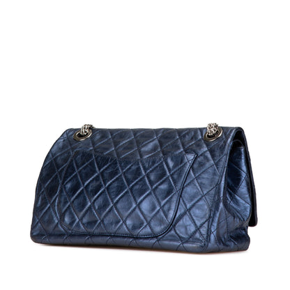 Blue Chanel Reissue 2.55 Aged Metallic Calfskin Flap 226 Shoulder Bag