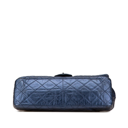 Blue Chanel Reissue 2.55 Aged Metallic Calfskin Flap 226 Shoulder Bag