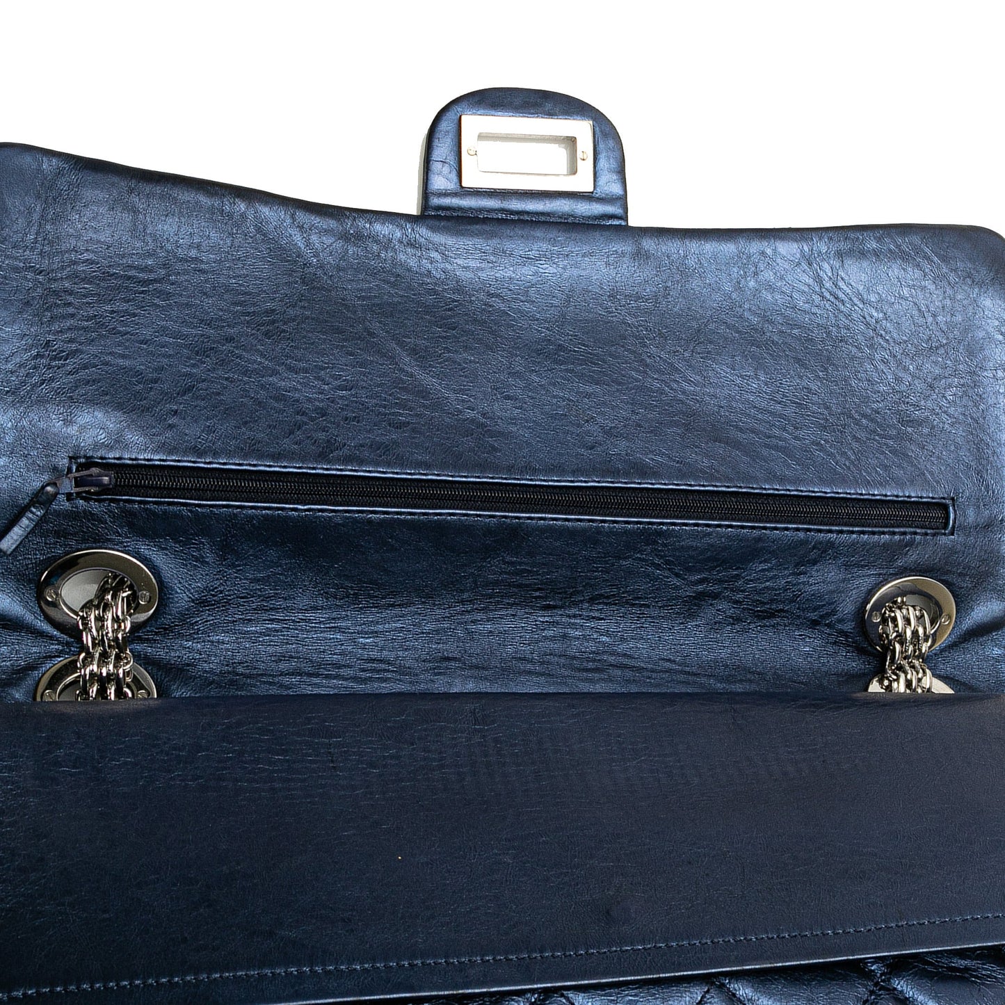 Blue Chanel Reissue 2.55 Aged Metallic Calfskin Flap 226 Shoulder Bag