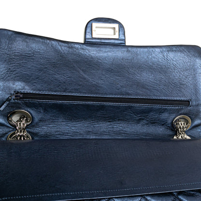 Blue Chanel Reissue 2.55 Aged Metallic Calfskin Flap 226 Shoulder Bag
