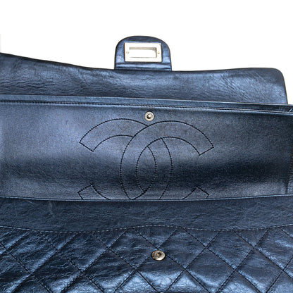 Blue Chanel Reissue 2.55 Aged Metallic Calfskin Flap 226 Shoulder Bag