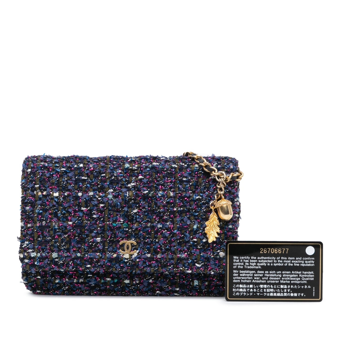 Blue Chanel CC Tweed Charms Wallet On Chain Crossbody Bag