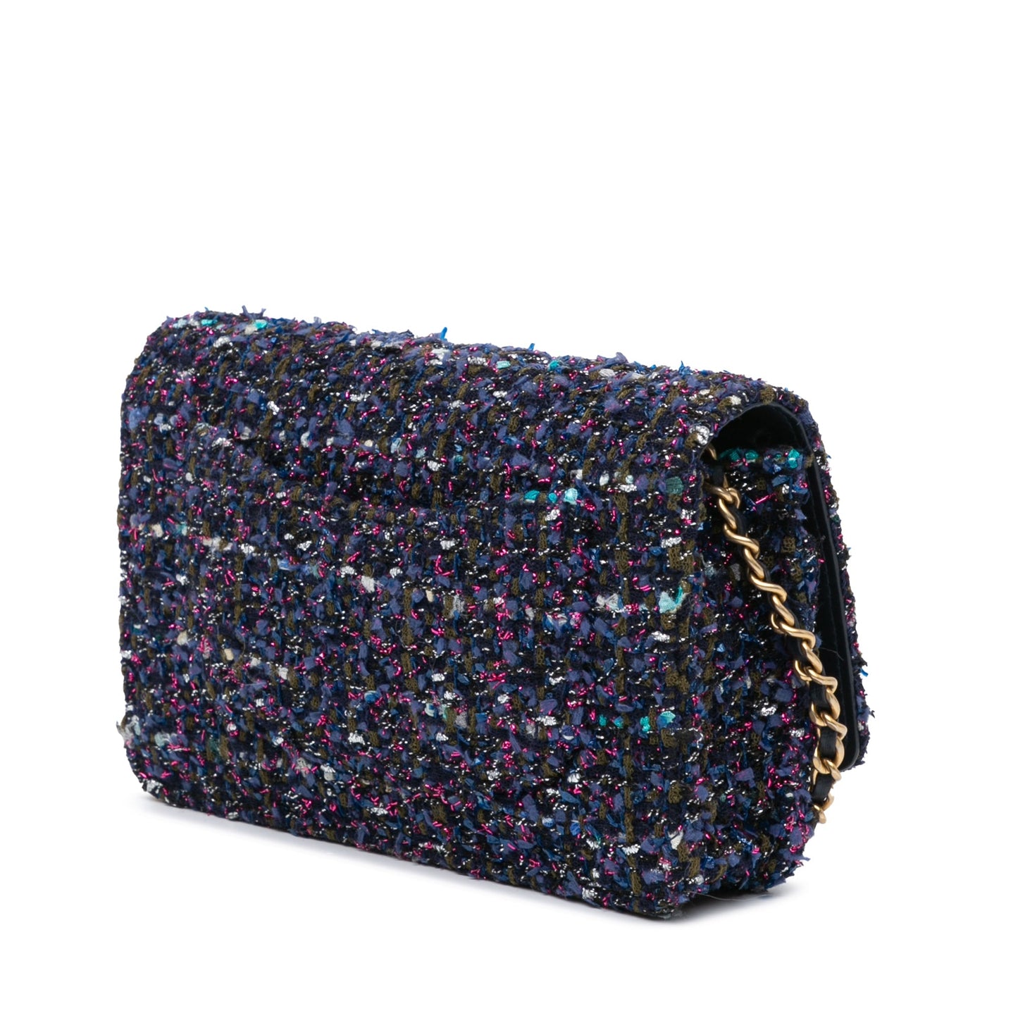 Blue Chanel CC Tweed Charms Wallet On Chain Crossbody Bag