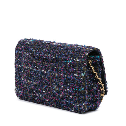 Blue Chanel CC Tweed Charms Wallet On Chain Crossbody Bag