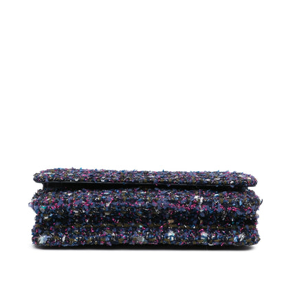 Blue Chanel CC Tweed Charms Wallet On Chain Crossbody Bag